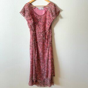 Jaclyn Smith Paisley Print Pink Light‎ Flowy Dress Size 16